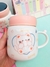 CANECA FOFA DE GATINHO COM TAMPA ESPELHADA - EM CERAMICA 400ML na internet