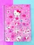 Caderno Hello Kitty A4 com capa dura, decorado com flores e a personagem Hello Kitty em fundo rosa.