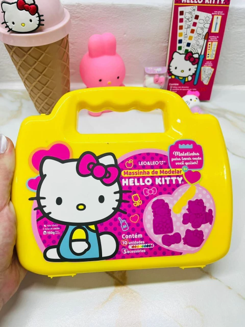 KIT MASSINHA DE MODELAR HELLO KITTY COM MOLDES FORMATOS DA HELLO KITTTY