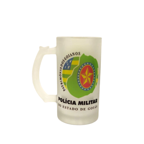 Caneca Grande de Vidro Jateado - PMGO