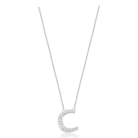 Gargantilha Prata c/ Pingente Letra C Cravejada -