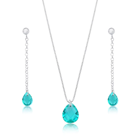 Conjunto Prata Zircônia Birolet Verde Paraiba - comprar online