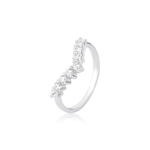 Anel Prata com Ródio Gaivota Cravejado