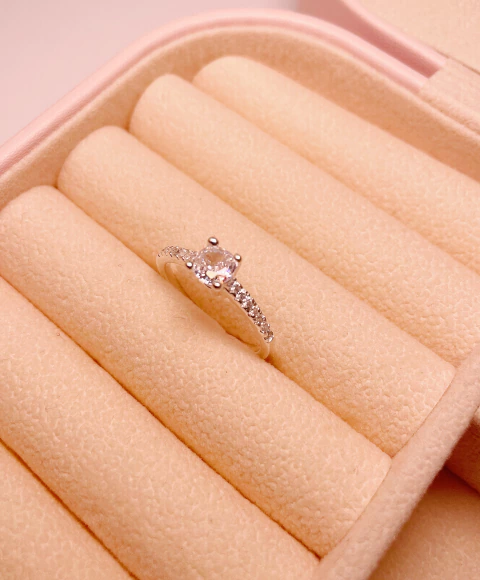 Anel de Prata Solitário Aro Cravejado Envelhecido 5,5mm - Ref 8571 - comprar online