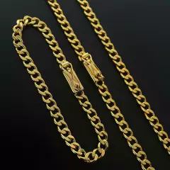 Kit Corrente e Pulseira Grumet Pitbull 6mm Banhado a Ouro 18k (Fecho Gaveta)