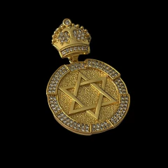 Pingente Redondo Estrela De Davi Crav M Banhado a Ouro 18k - comprar online