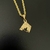 Corrente Cadeado 4mm e Pingente Cavalo Banhado a Ouro 18k | Fecho Canhão