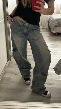 Jean Cargo Celeste - Tienda Online de Tendenza