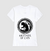 T-shirt branca feminina com estampa de um gato negro e as palavras "MOTHER OF CATS".