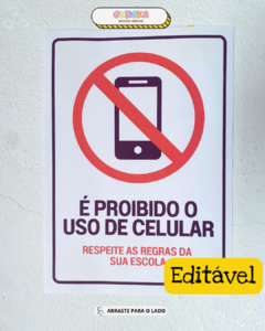 KIT PAINEL PROIBIDO USO DO CELULAR NA ESCOLA - Eureka Recursos Didaticos