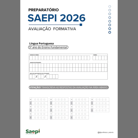 (02) Avaliação Formativa | 5º Ano (LP) SAEPI 2026