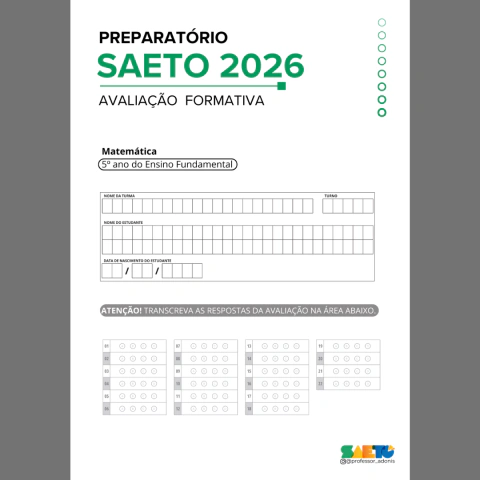 (02) Avaliação Formativa | 5º Ano (MT) SAETO 2026