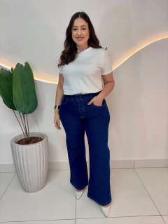 Calça Jeans Wide Leg Dois Botões Pretensão Jeans Plus Size