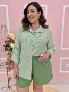 Shorts Linho com Elástico e Amarração na Cintura Plus Size na internet