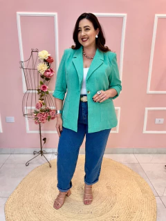 Blazer Eloá Linho Forrado com Bolso Plus Size
