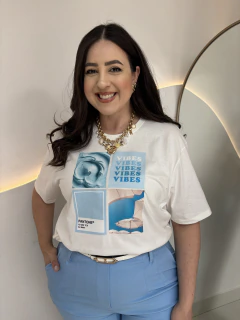 T Shirt 100% Algodão Blue Plus Size