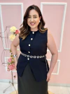 Colete Amelie Alongado Botões Perolados Plus Size - comprar online