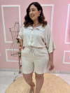 Shorts Linho com Elástico e Amarração na Cintura Plus Size - comprar online
