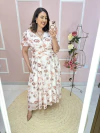 Vestido Chiffon Nó no Busto Manga Curta e Ziper nas Costas Plus Size - comprar online