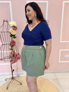 Shorts Saia Rubi Alfaiataria Fivela e Botão Plus Size na internet