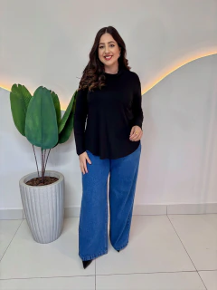Blusa Serena Viscolycra Gola Alta Manga Longa Ampla Plus Size na internet