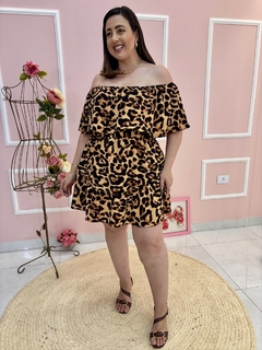 Vestido Macaquinho Cibele Plus Size Ombro a Ombro Babados - loja online