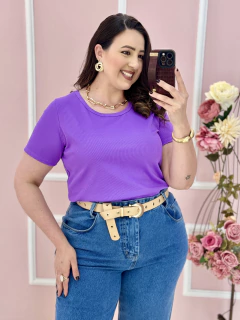 Blusa Plus Size Canelada Manga Curta - comprar online