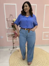 Calça Jeans Wide Leg com Ajuste na Cintura Plus Size - comprar online