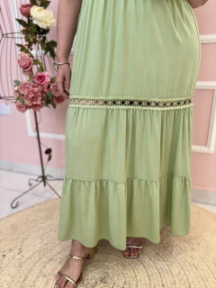 Vestido Heloisa Viscose Ombro a Ombro com Amarração e Guipir Plus Size na internet