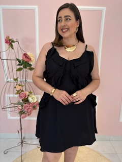 Vestido Plus Size Alça Regulável Babado na Frente Zíper Atrás na internet