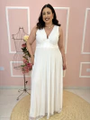 Vestido Milão Tule Decote V Recorte Busto Zíper Costas Plus Size - comprar online