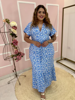 Vestido Júlia Fluity Manga Kimono Decote em V com Amarração na Cintura Plus Size na internet