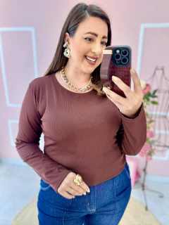 Blusa Plus Size Canelada Manga Longa Flanelada - Madê Curves
