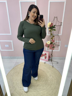Blusa Plus Size Canelada Manga Longa Flanelada - Madê Curves