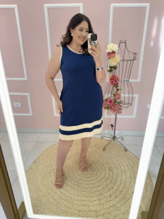 Vestido Luara Malha Regata Viés Bicolor Plus Size na internet
