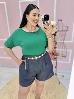 Blusa Esther Viscolycra Básica Manga Curta Plus Size