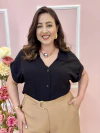 Camisa Amanda Manga Curta Dobrada Decote em V Plus Size - comprar online