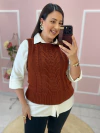 Blusa Colete Diana Plus Size Tricot com Trança na Frente - comprar online