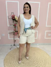 Conjunto Linho com Colete e Shorts com Bolso e Elástico Atrás Plus Size - comprar online