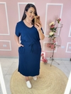 Conjunto Helen Plus Size Moletinho Blusa Decote V Saia Bolsos - comprar online