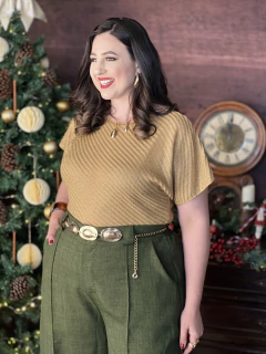 Blusa Luna Lurex Manga Curta Plus Size - loja online