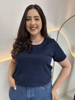 Blusa Plus Size Canelada Manga Curta