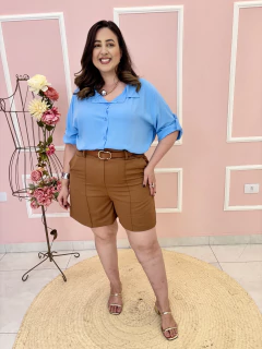 Shorts Gabardine Alfaiataria com Bolso e Vinco Plus Size - loja online