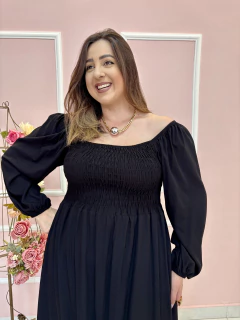 Vestido Celina Ombro a Ombro Lastéx Manga Longa Plus Size na internet
