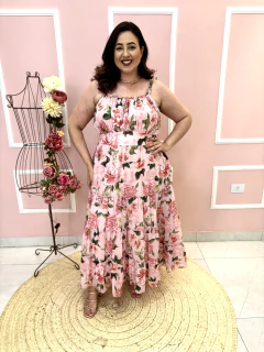 Vestido Encanto da Aurora Alça Regulável Busto Franzido Saia Três Marias Plus Size na internet