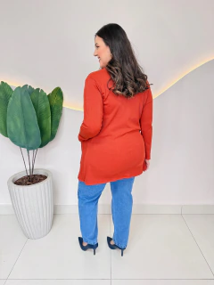 Imagem do Cardigan Helena Canelado Flanelado com Bolso Plus Size