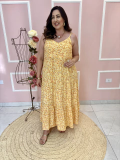 Vestido Renata Alça Fina Elástico Costas Plus Size - comprar online