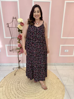 Vestido Renata Alça Fina Elástico Costas Plus Size - Madê Curves