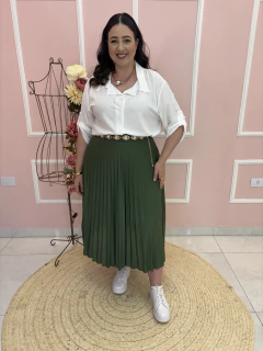 Saia Ana Liz Midi Plus Size Plissada Tradicional - loja online
