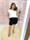 Shorts Valentina Alfaiataria com Elastano e Barra Italiana Dois Botões Plus Size - comprar online